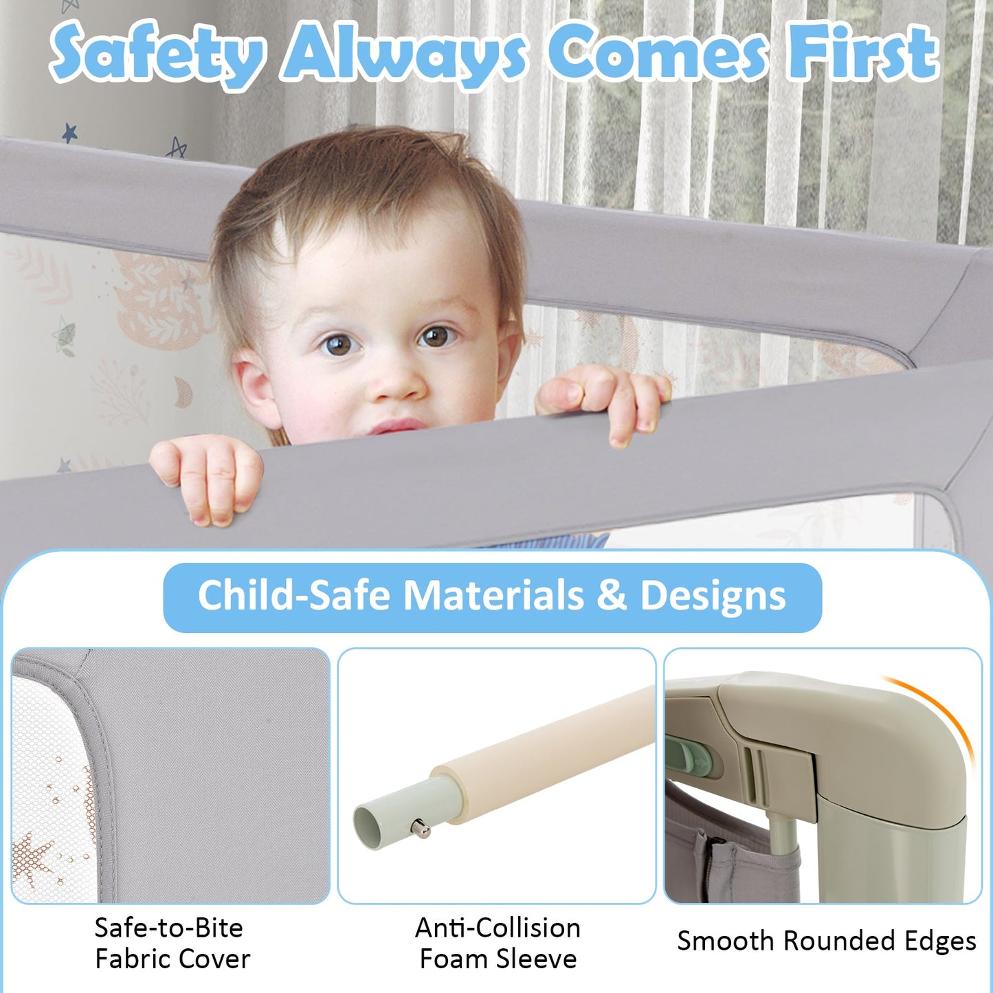 Barra de Cama Vertical para Niños Pequeños - 79 Pulgadas con Doble Bloqueo