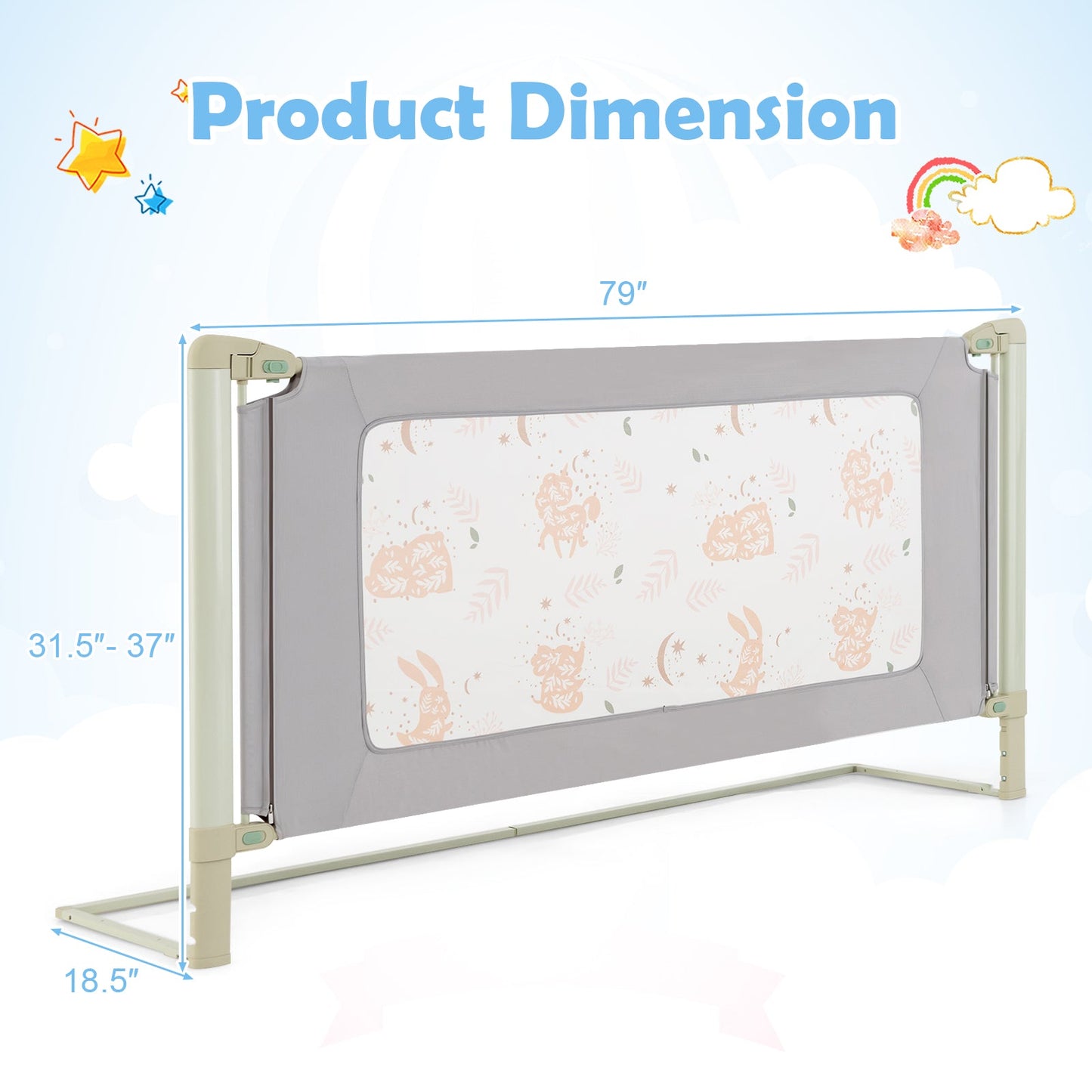 Barra de Cama Vertical para Niños Pequeños - 79 Pulgadas con Doble Bloqueo