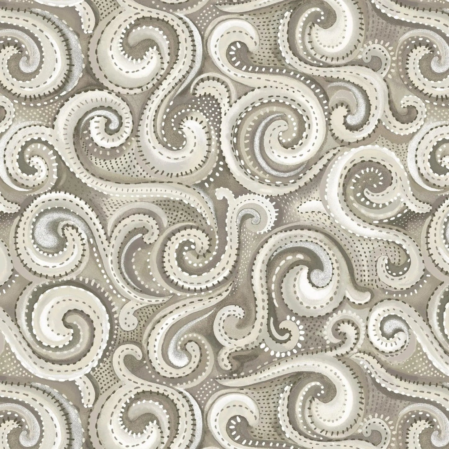 Tissu en coton beige à tourbillon large par yard