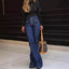 Women's Patchwork Slim Fit Flared Jeans