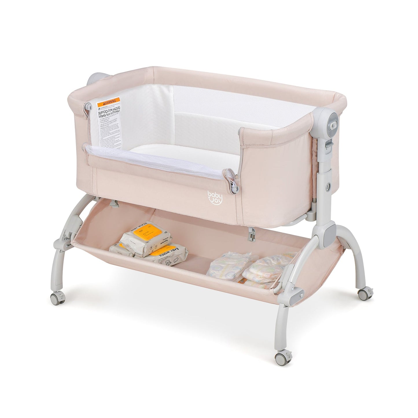 3-in-1 Baby Bassinet with Adjustable Heights - Beige