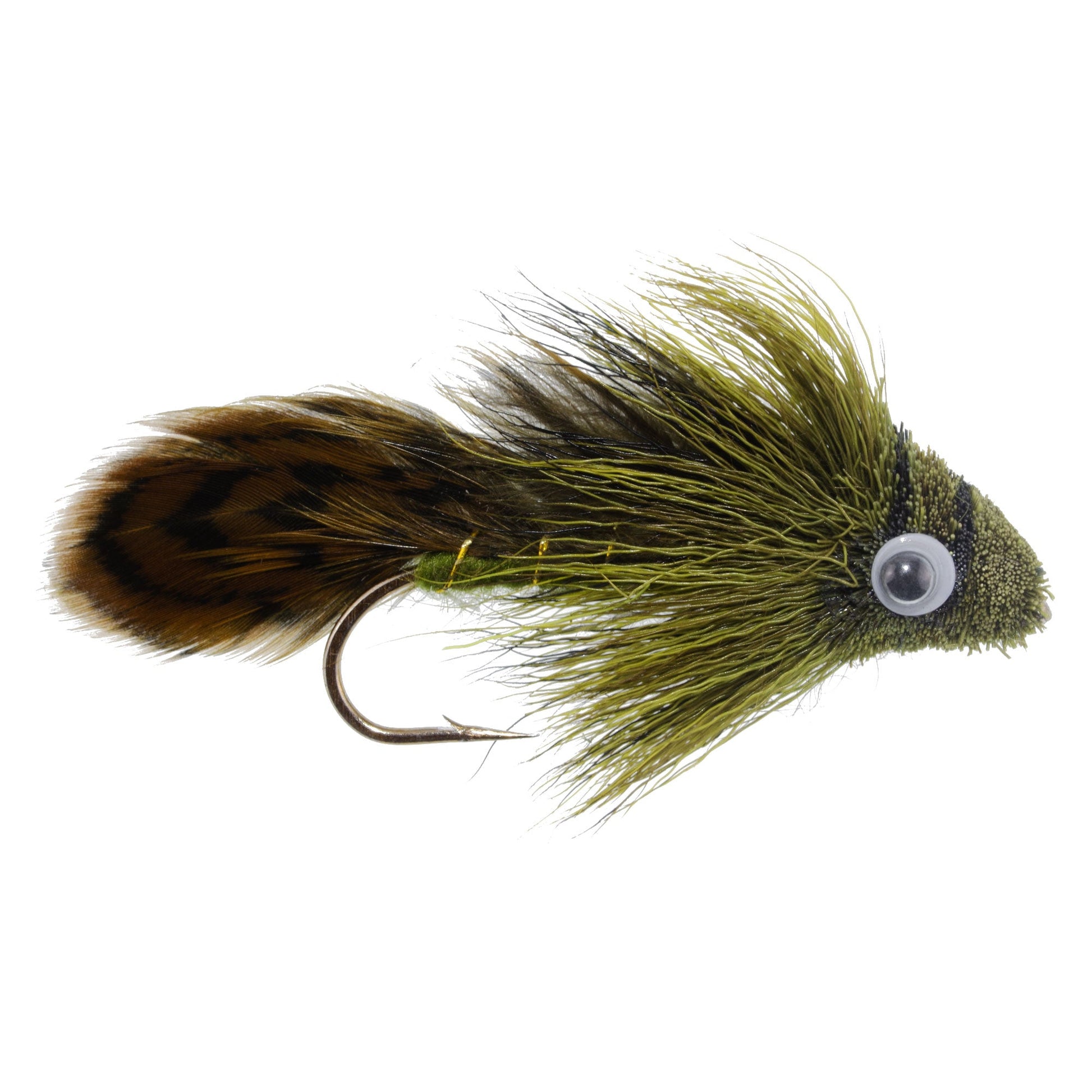 Big Eye Olive Sculpin Streamer Flies - 6 Bass and Trout Fly Fishing Flies - Hook Size 2 - Korvel