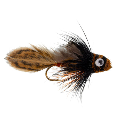Big Eye Brown Sculpin Streamer Flies - Set of 4 Bass and Trout Fly Fishing Flies - Hook Size 2 - Korvel