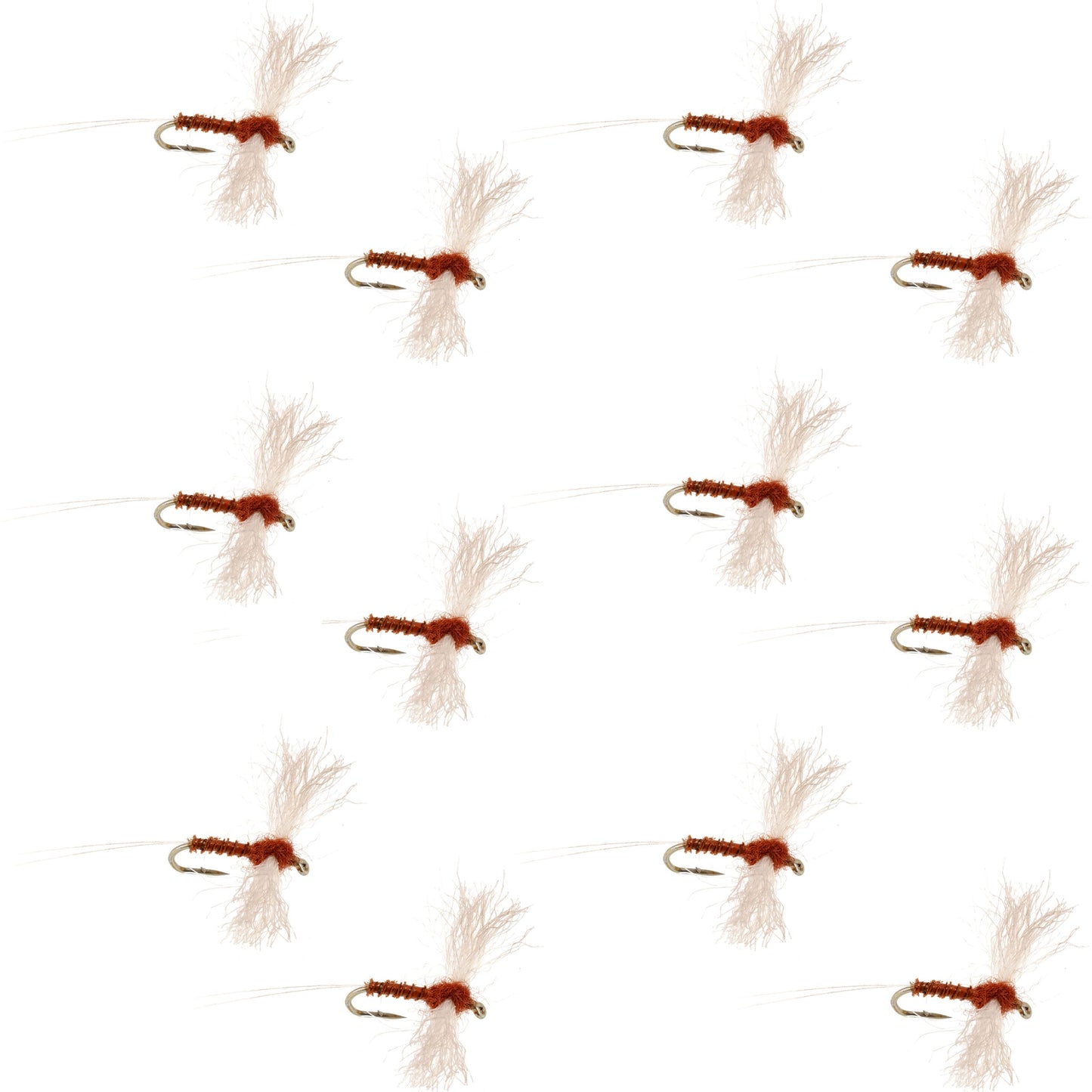 Mouches de pêche Rusty Spinner Z-Lon Wing Biot Body - Taille 12 (Paquet de 12)