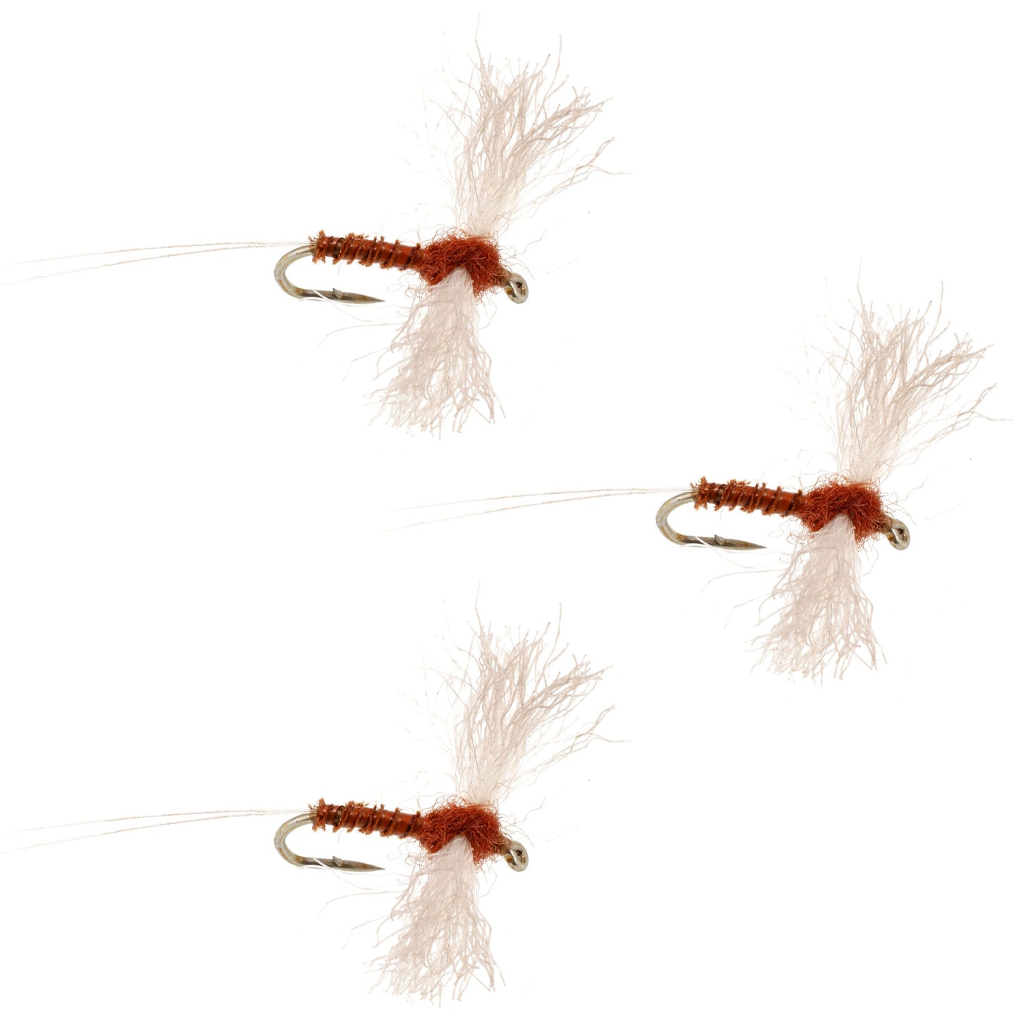 Pack de 3 mouches Rusty Spinner Z-Lon Wing Biot Body - Taille de hameçon 16