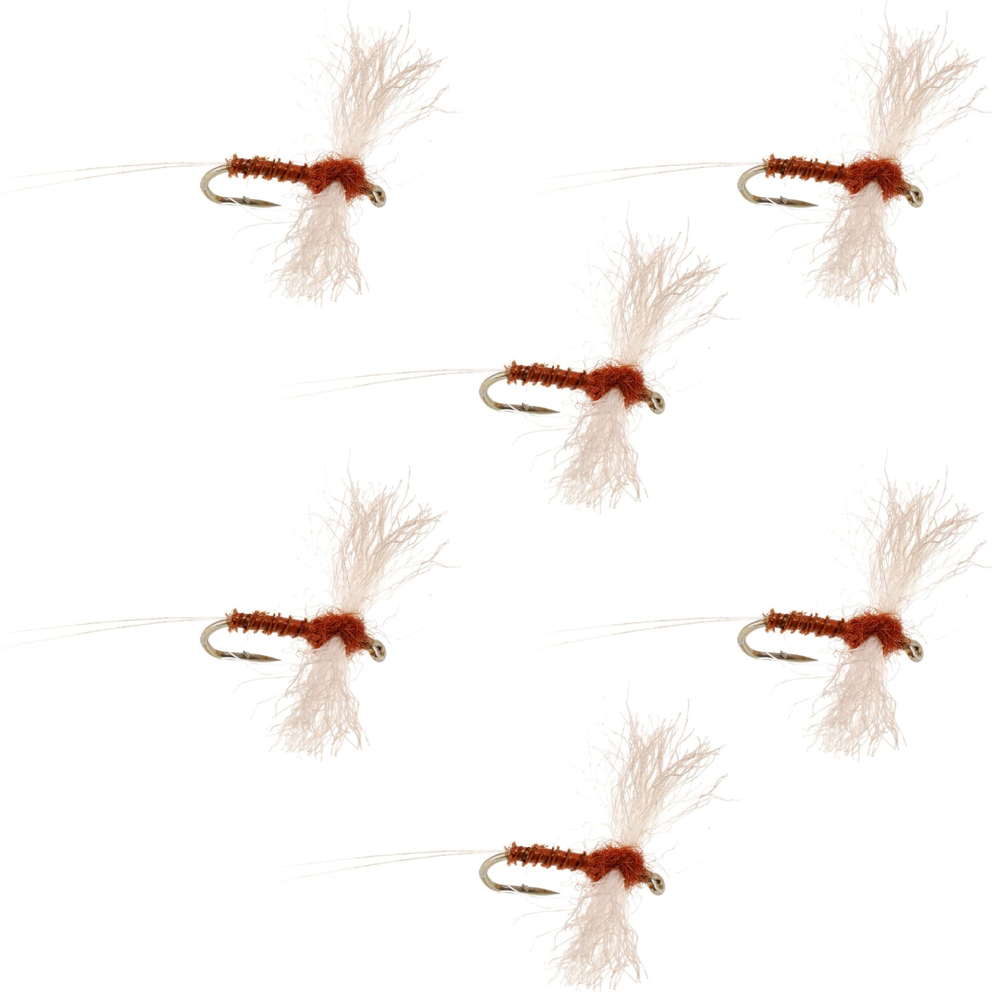 Rusty Spinner Z-Lon Wing Biot Body Flies - Size 16 (Pack of 6)