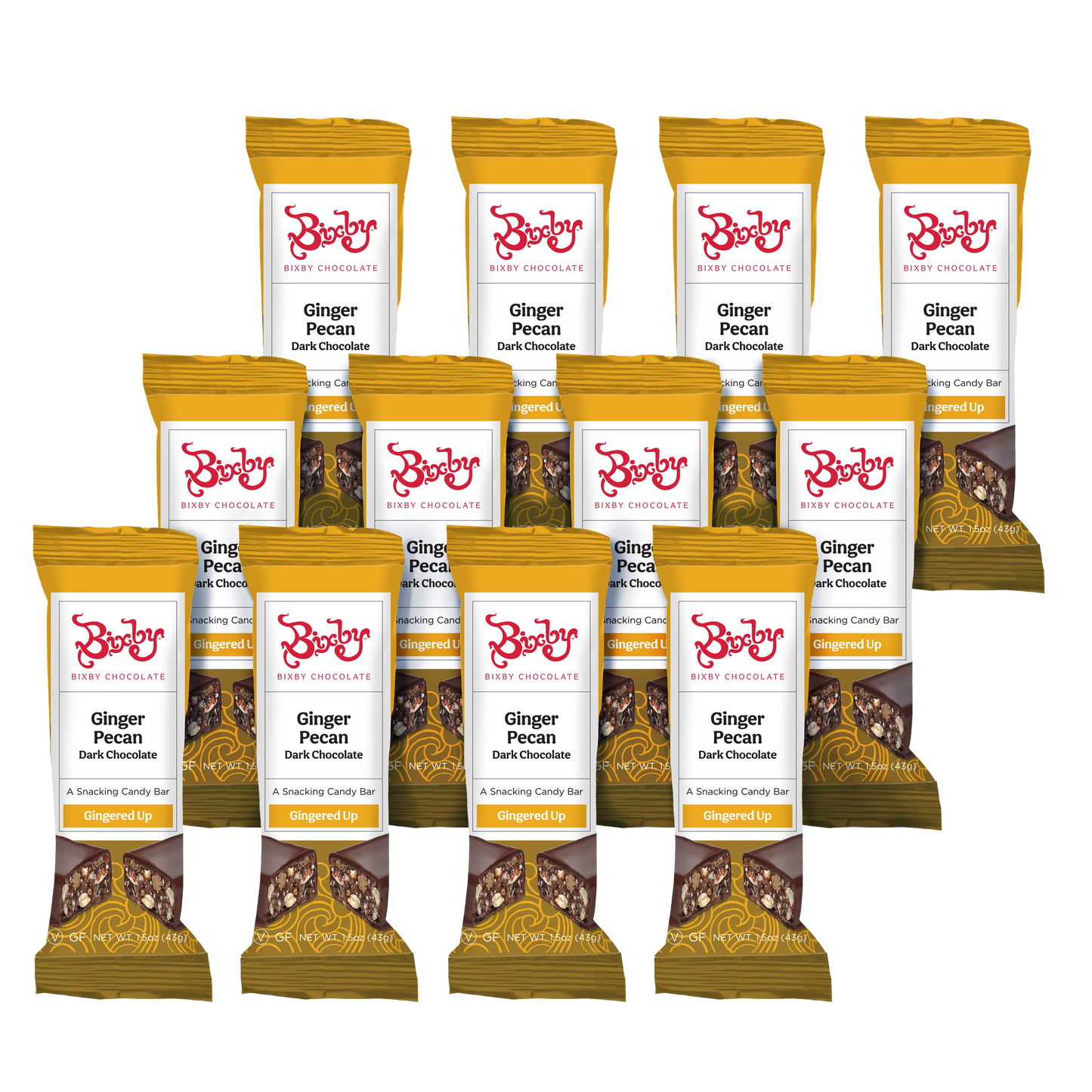 Gingered Up® - Chocolate negro + jengibre cristalizado y nueces pecanas (vegano)