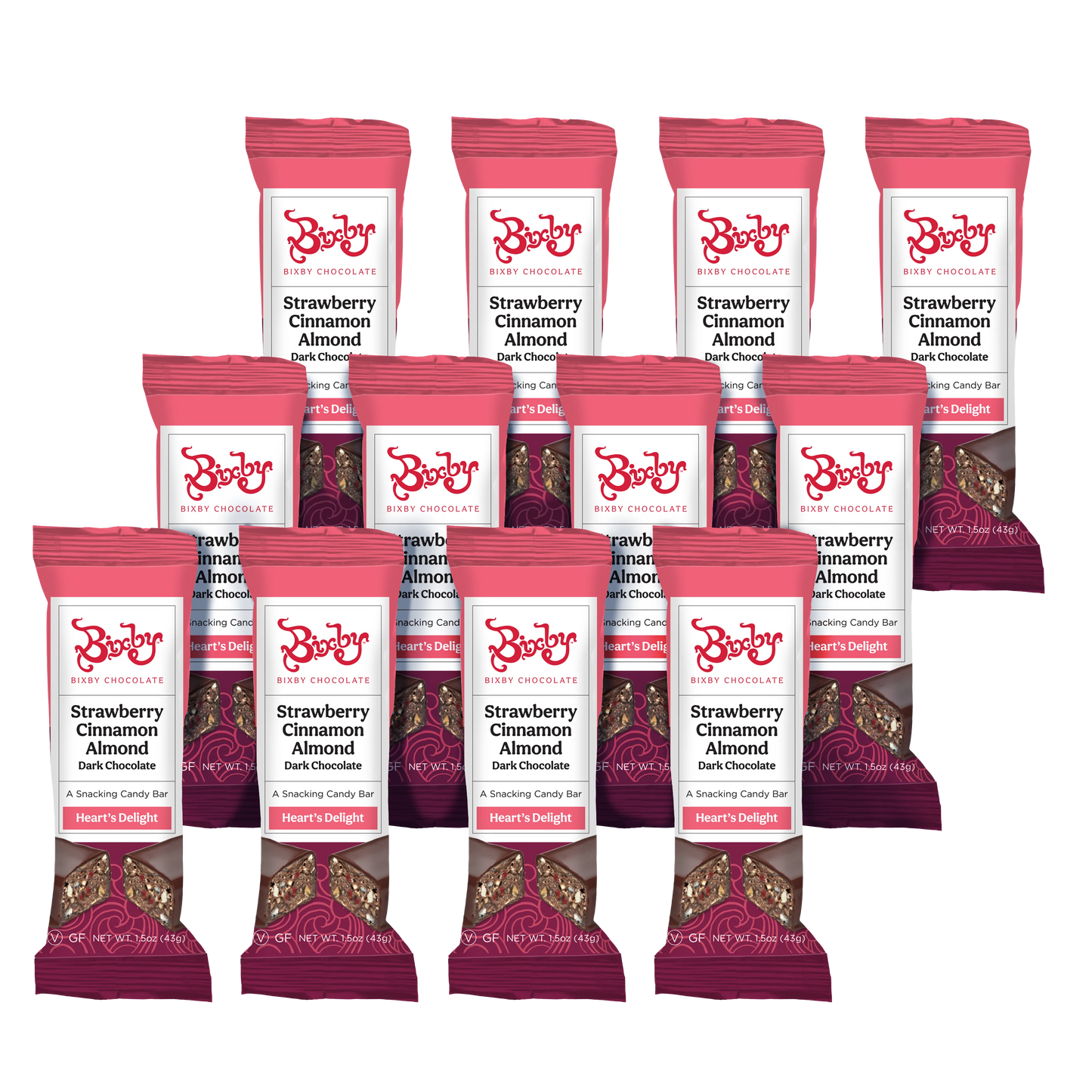 Heart's Delight® - Chocolate negro + Almendras + Fresas + Canela (Vegano)