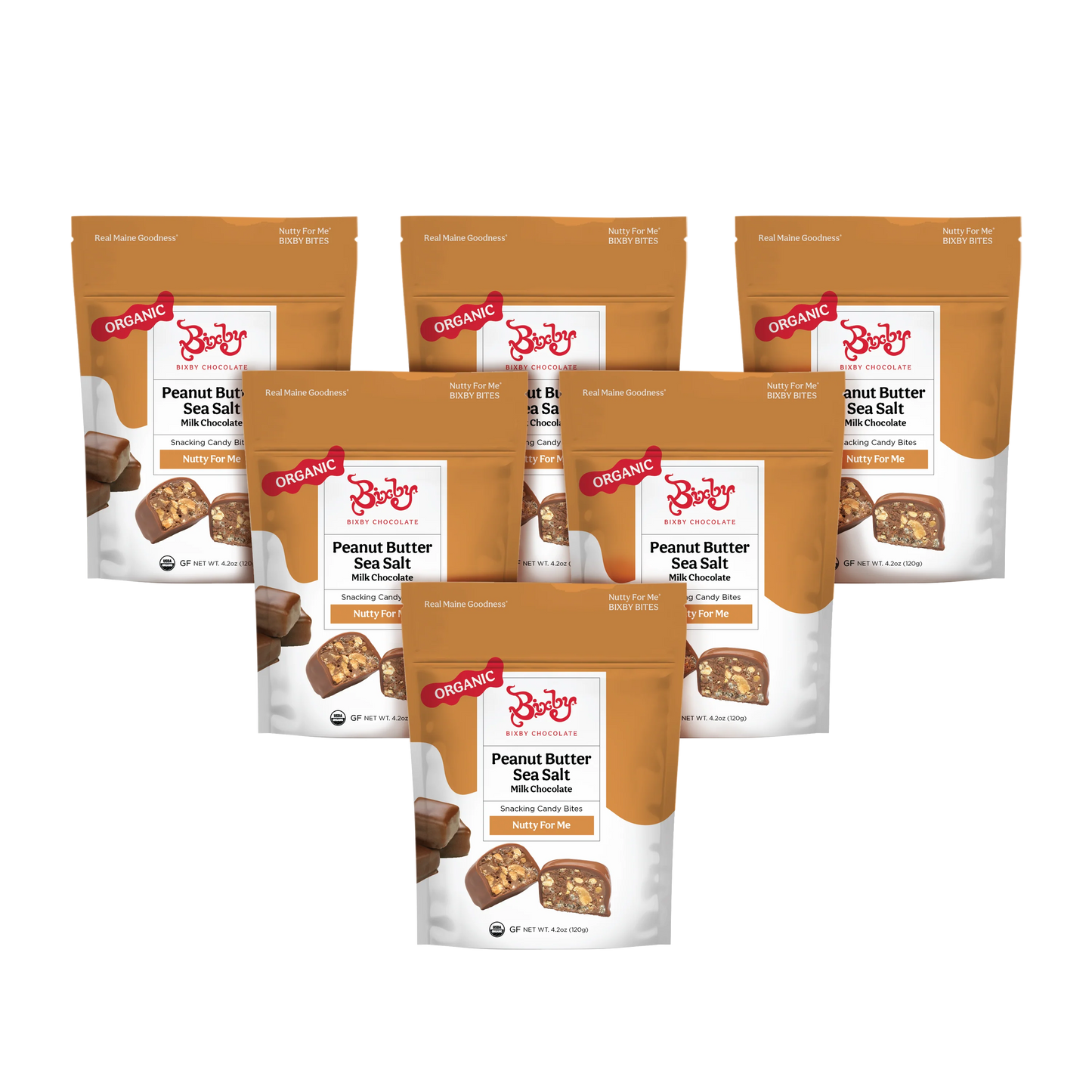 Nutty For Me Bixby Bites: Milk Chocolate + Crunchy Peanut Butter + Maine Sea Salt