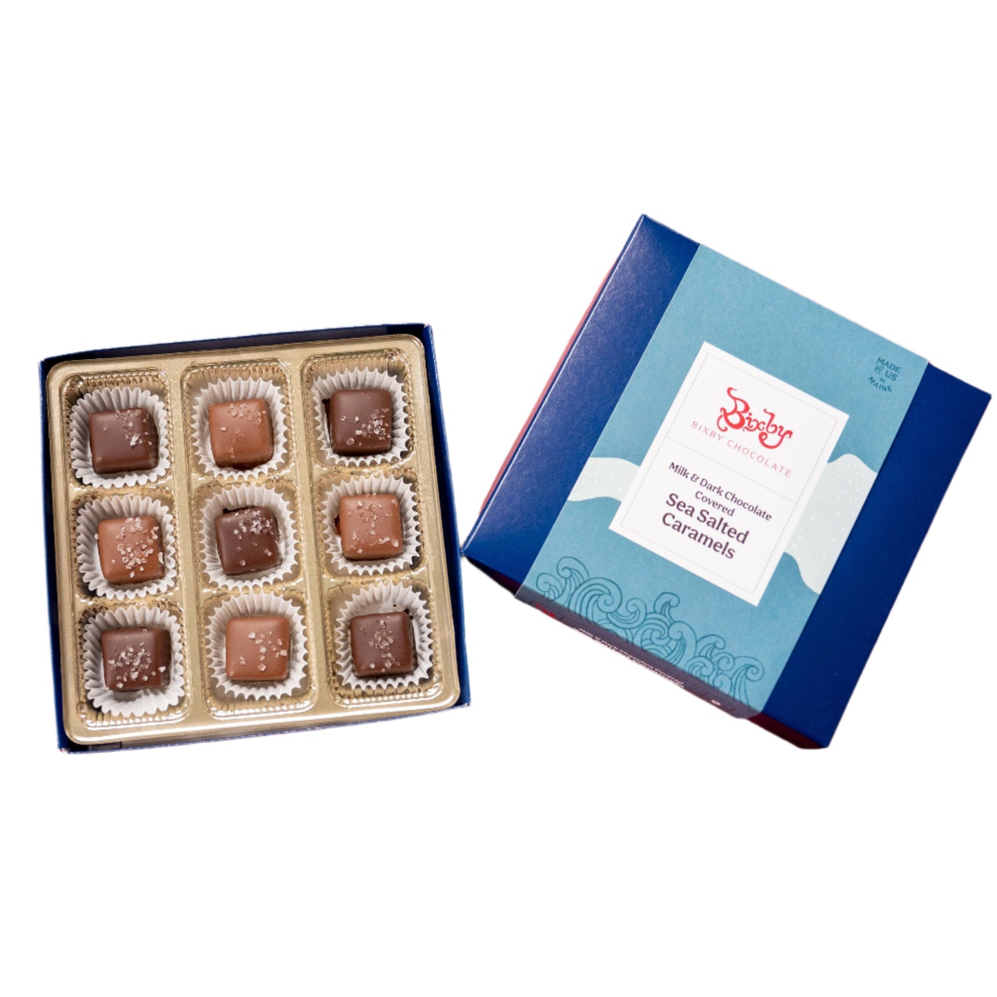 Caja de regalo de caramelos de chocolate y sal marina