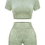 OLCHEE Women's Seamless Acid Wash Yoga Set - Coffee, Small