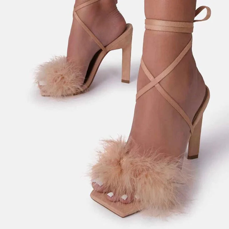 Feather Women High Heels - Elegant and Chic Footwear