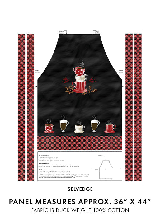Panneau d'Tablier Parfait Brew Noir et Rouge 36" x 44"
