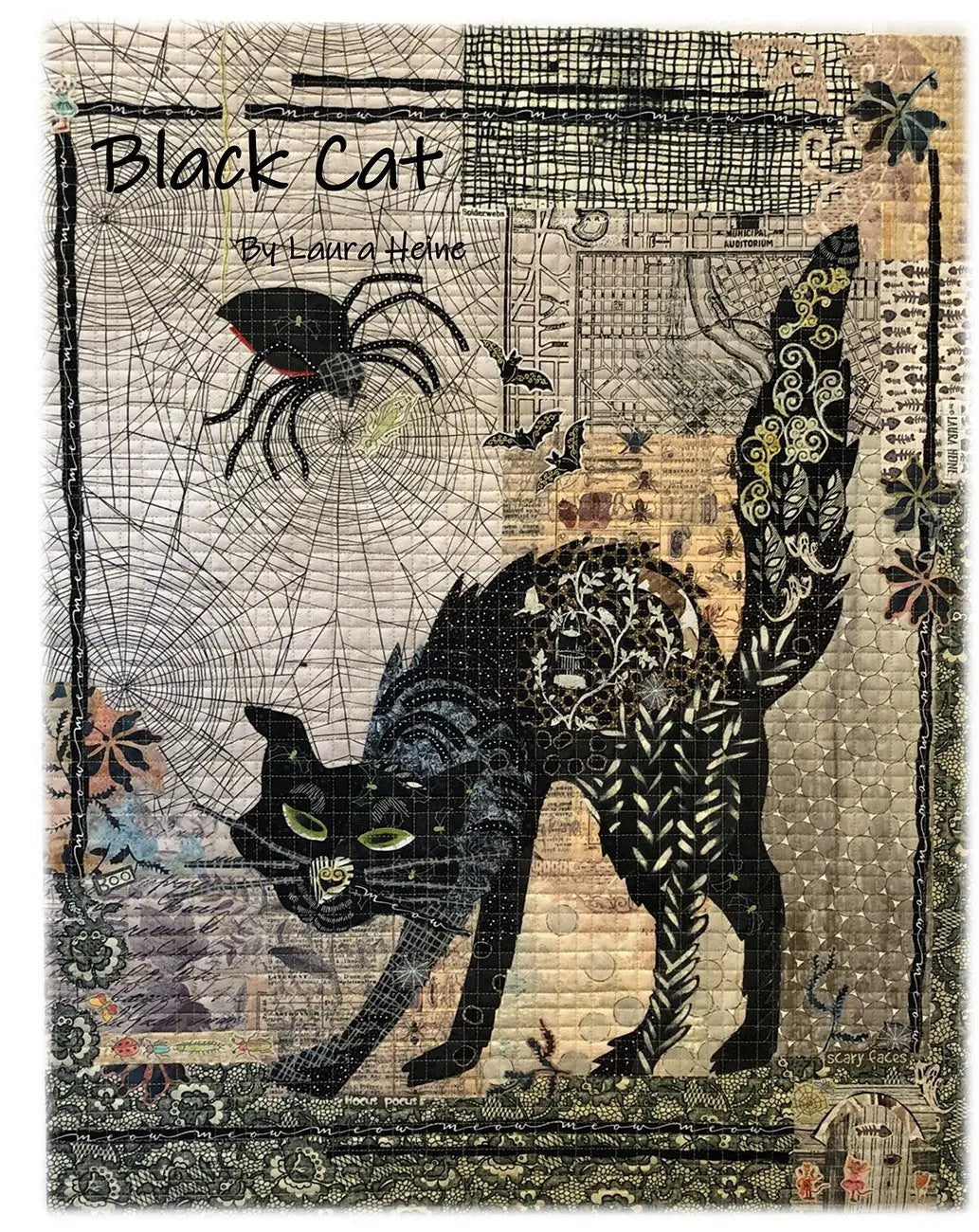 Patrón de Costura Collage de Gato Negro