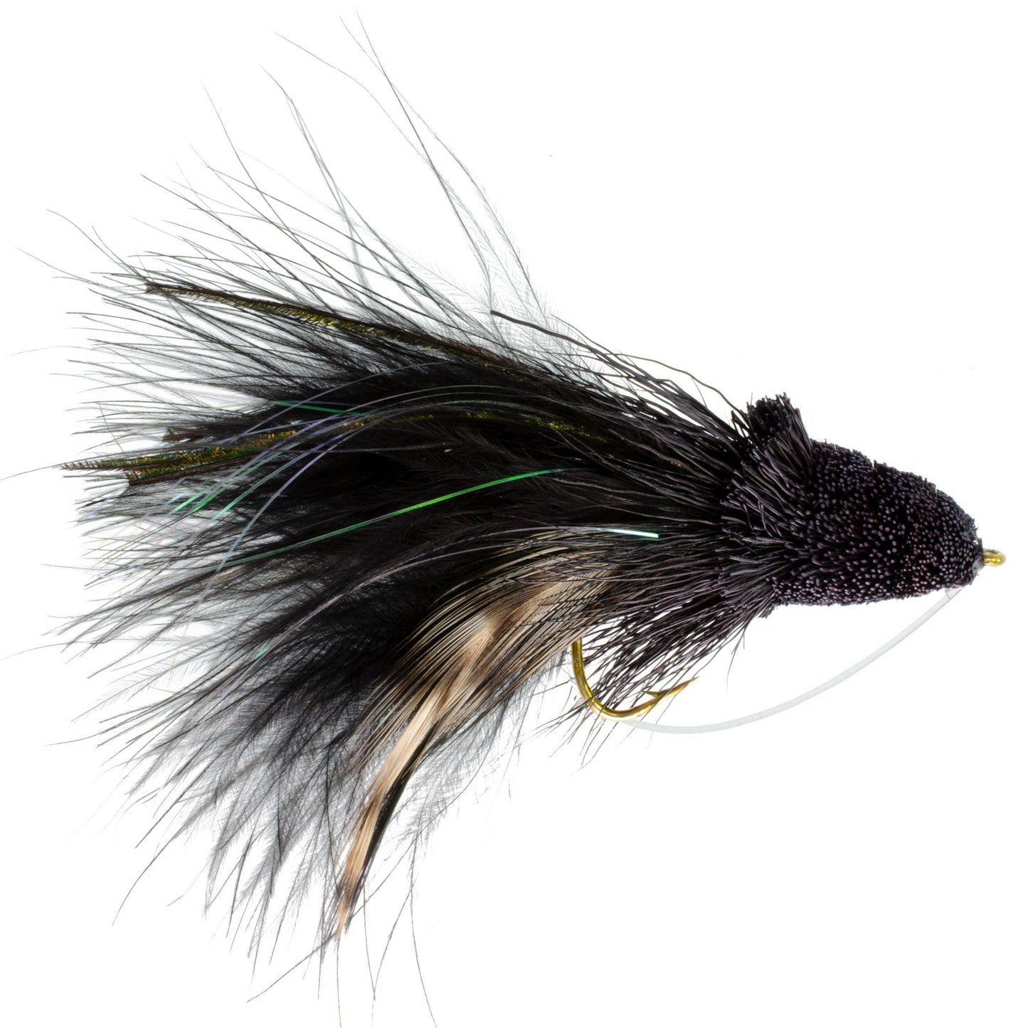 3 Pack Black Dahlberg Deer Hair Diver Size 4 - Premium Bass Fly Fishing Lures with Weed Guard - Korvel