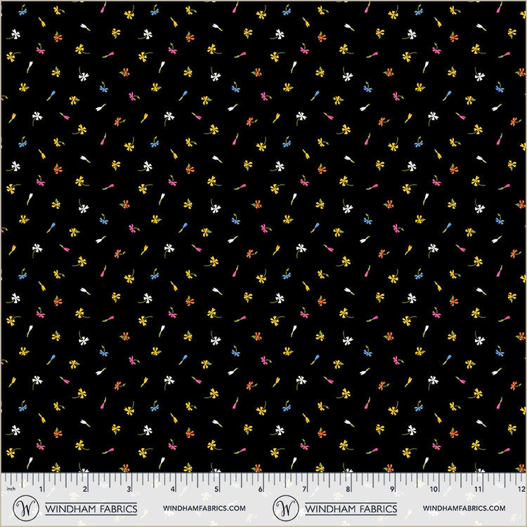 Tissu en coton Black Floret Midnight Blooms - 44"/45" par yard