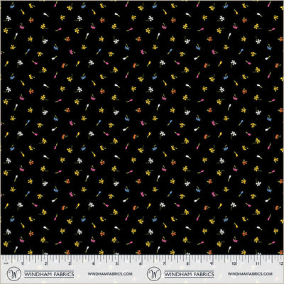 Tela de Algodón Black Floret Midnight Blooms - 44"/45" por Yarda