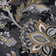 Black Footstool Charcoal Cotton Wideback Fabric
