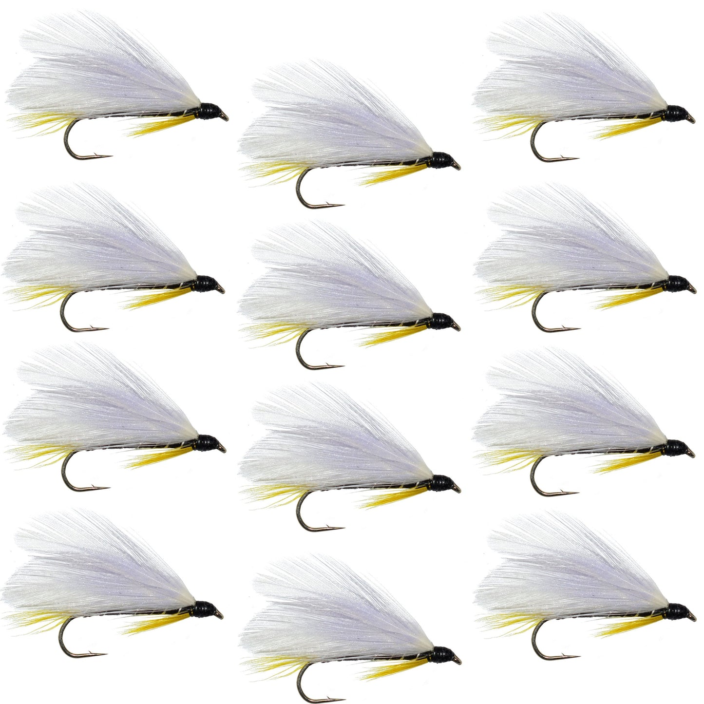 Classic Black Ghost Streamer Fly Set - 12 Pack for Trout & Bass Fishing - Korvel