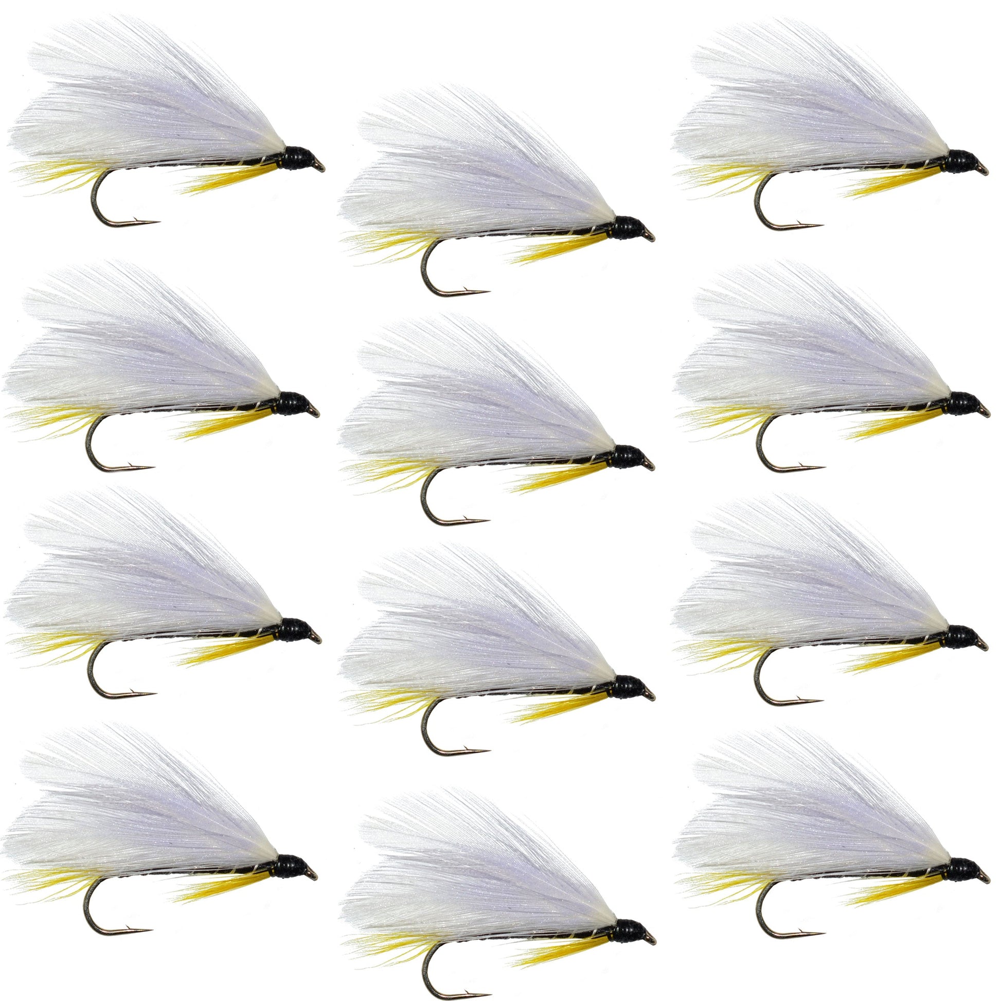 Classic Black Ghost Streamer Fly Set - 12 Pack for Trout & Bass Fishing - Korvel