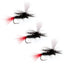 Pack de 3 Mouches Sèche Parachute Noir Gnat Queue Rouge Sans Épines - Taille 16