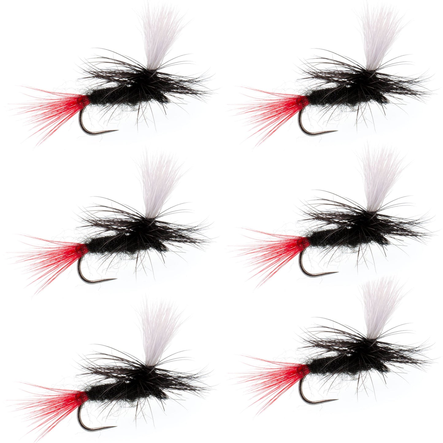 Barbless Parachute Black Gnat Red Tail Dry Fly - Size 14 (6 Pack)