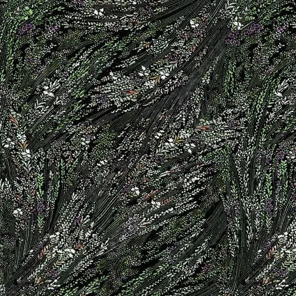 Tela de Algodón Black Meadow Breeze - Calidad Premium