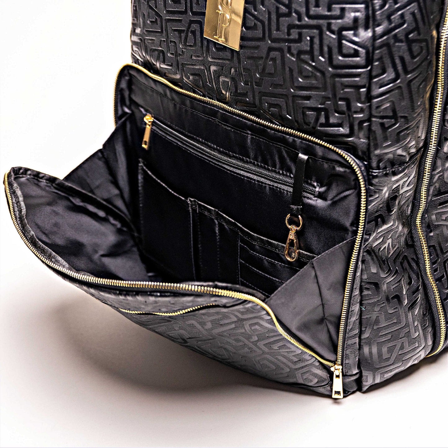 Elegante bolso de viaje de piel con monograma negro