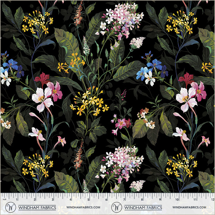 Tissu en coton Black Moody Blooms - 44"/45" par yard