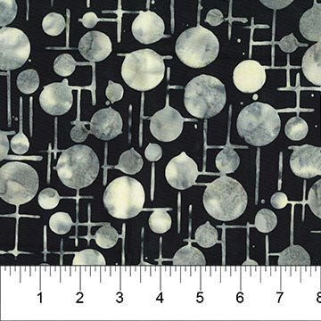 Tissu en coton à motifs rétro à pois noirs - 44"/45" par yard