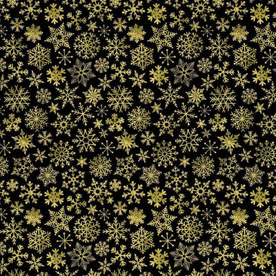 Tela de algodón Black Snowflakes Wideback por yarda