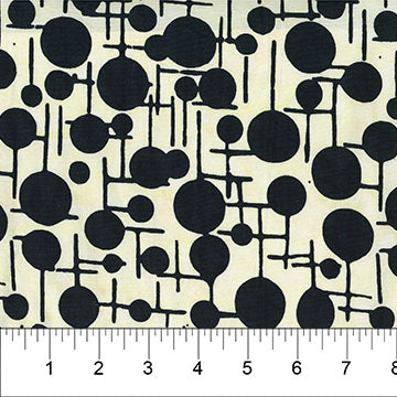 Black & Cream Retro Dot Grid Cotton Fabric - 44"/45" Per Yard