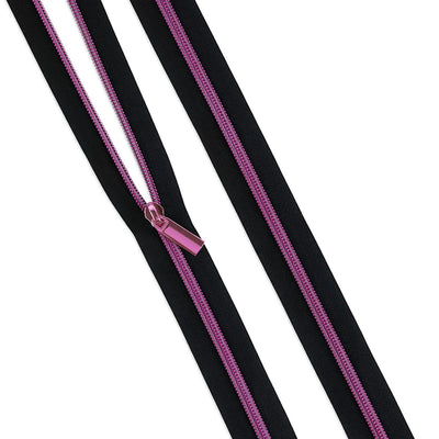 Cremallera de bobina de nylon Tula Pink negra #5 - 3 yardas con 9 tiradores