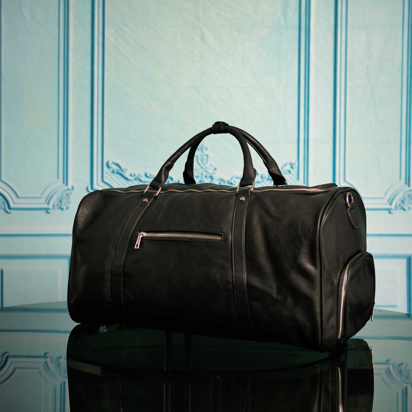 Bolsa de lona de cuero negra
