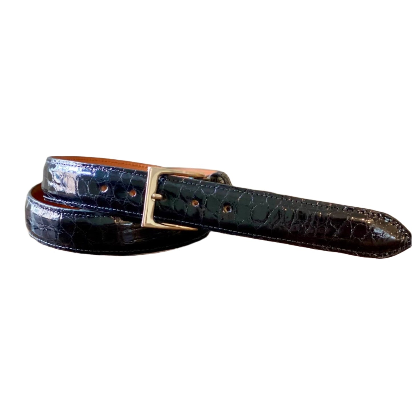 Premium Black Glazed Full Skin Belt