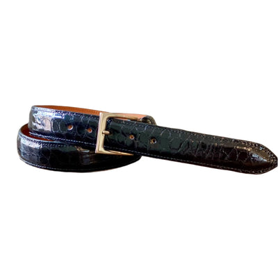 Premium Black Glazed Full Skin Belt