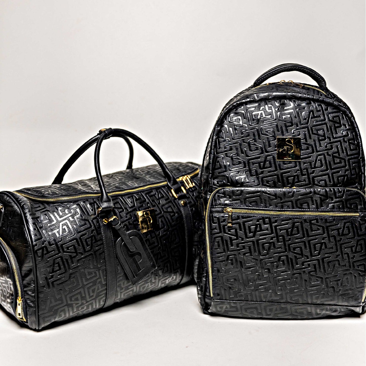 Monogram Leather 2 Bag Set (Commuter and Duffle) - Korvel