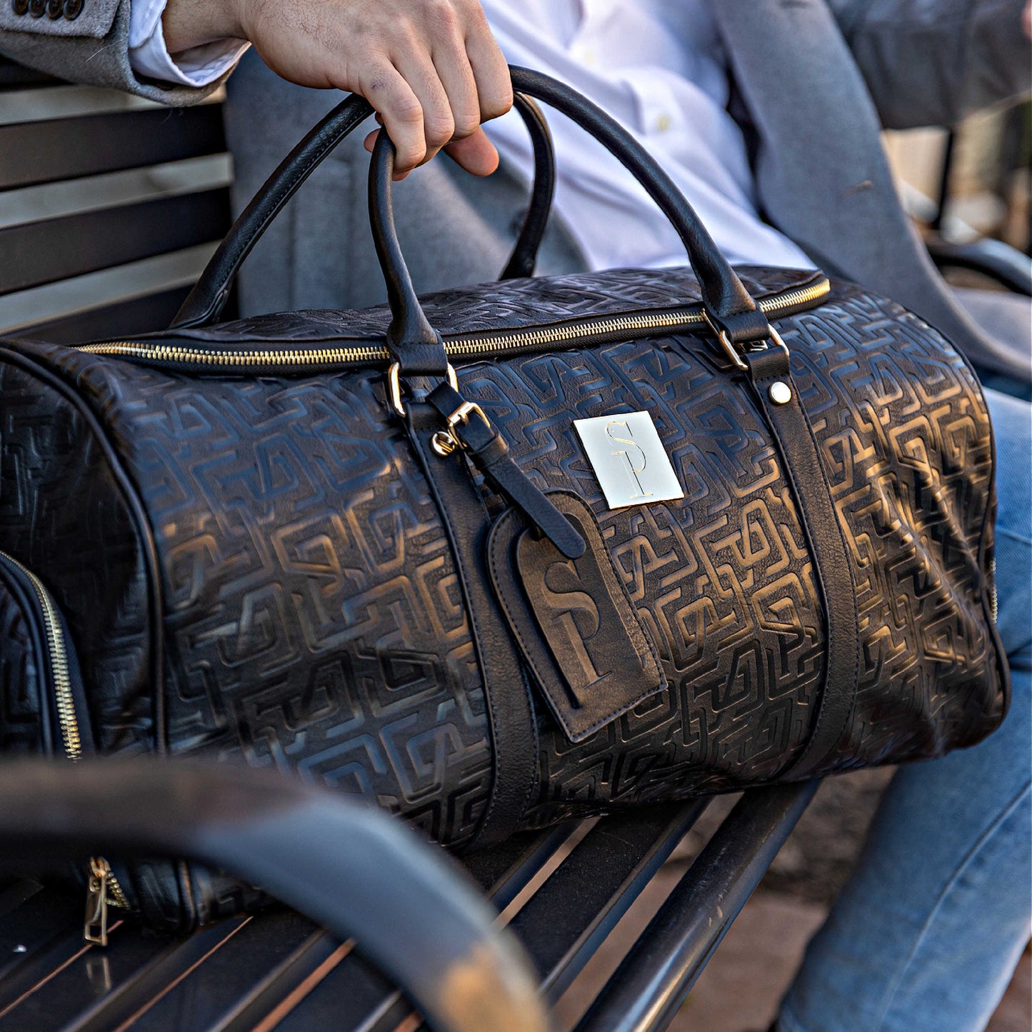 Monogram Leather 2 Bag Set (Commuter and Duffle) - Korvel