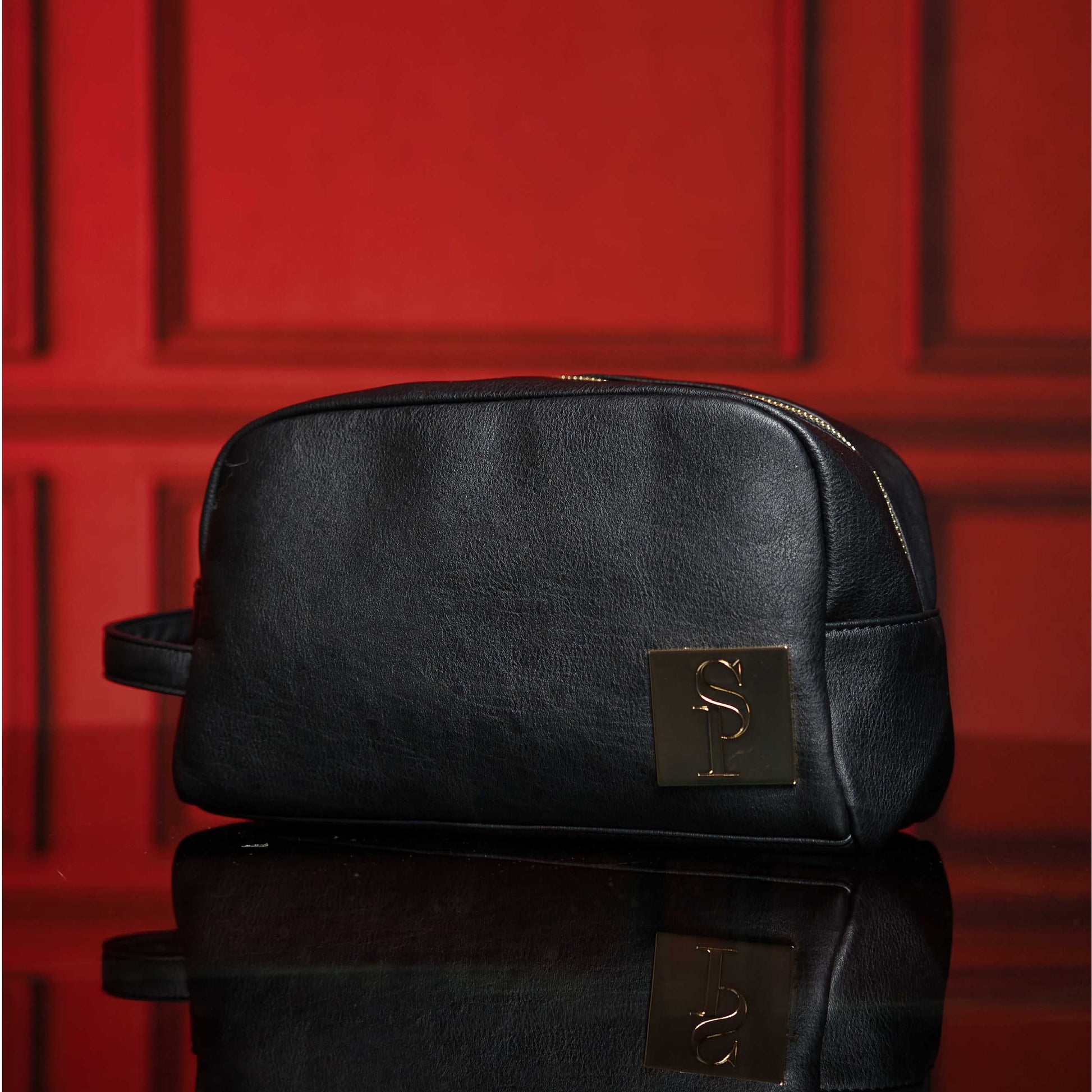 Premium Black Leather Travel Toiletry Organizer - Korvel