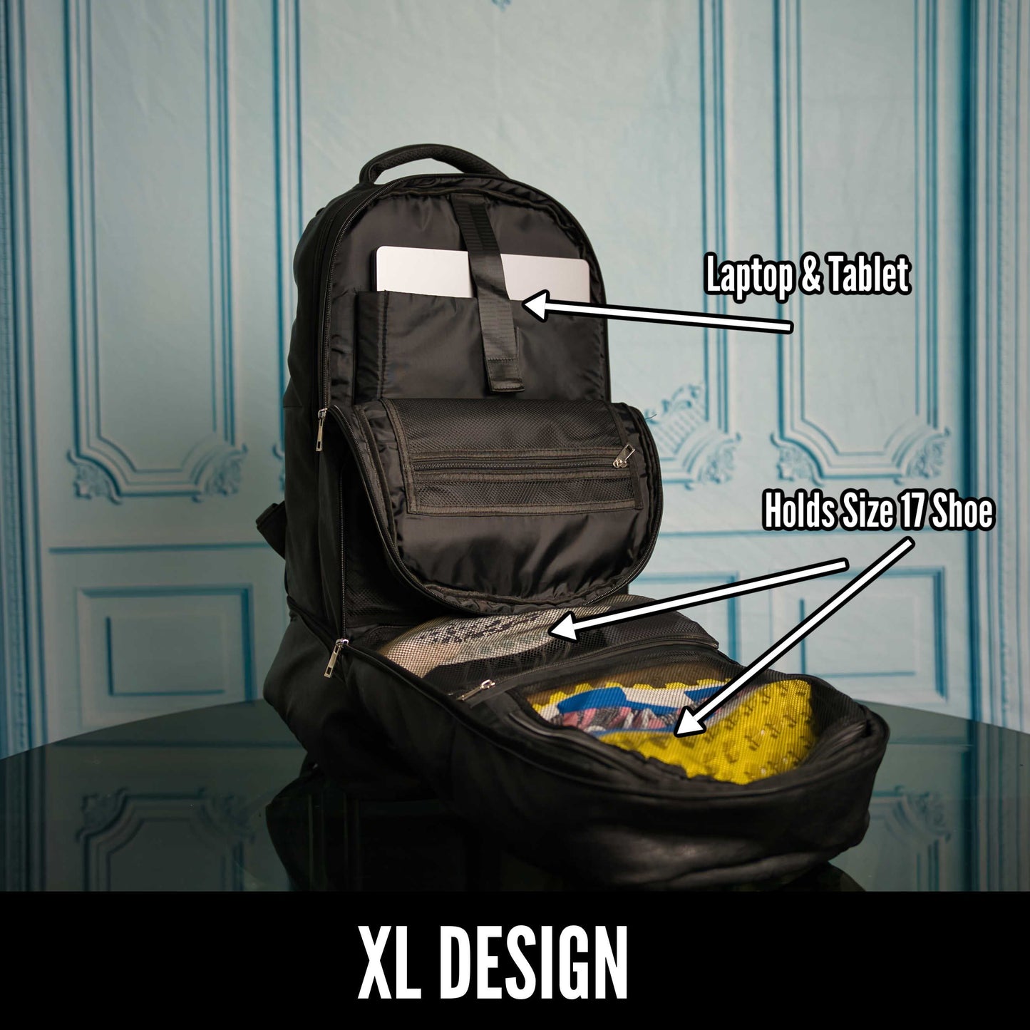 Royal Blue Leather Laptop Backpack (XL Design)