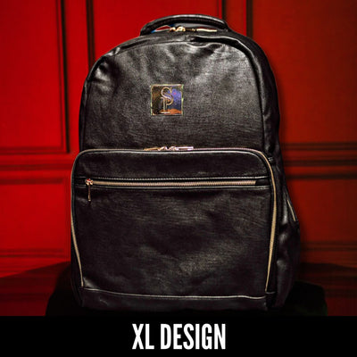 Spacious Black Leather Commuter Backpack XL - Korvel
