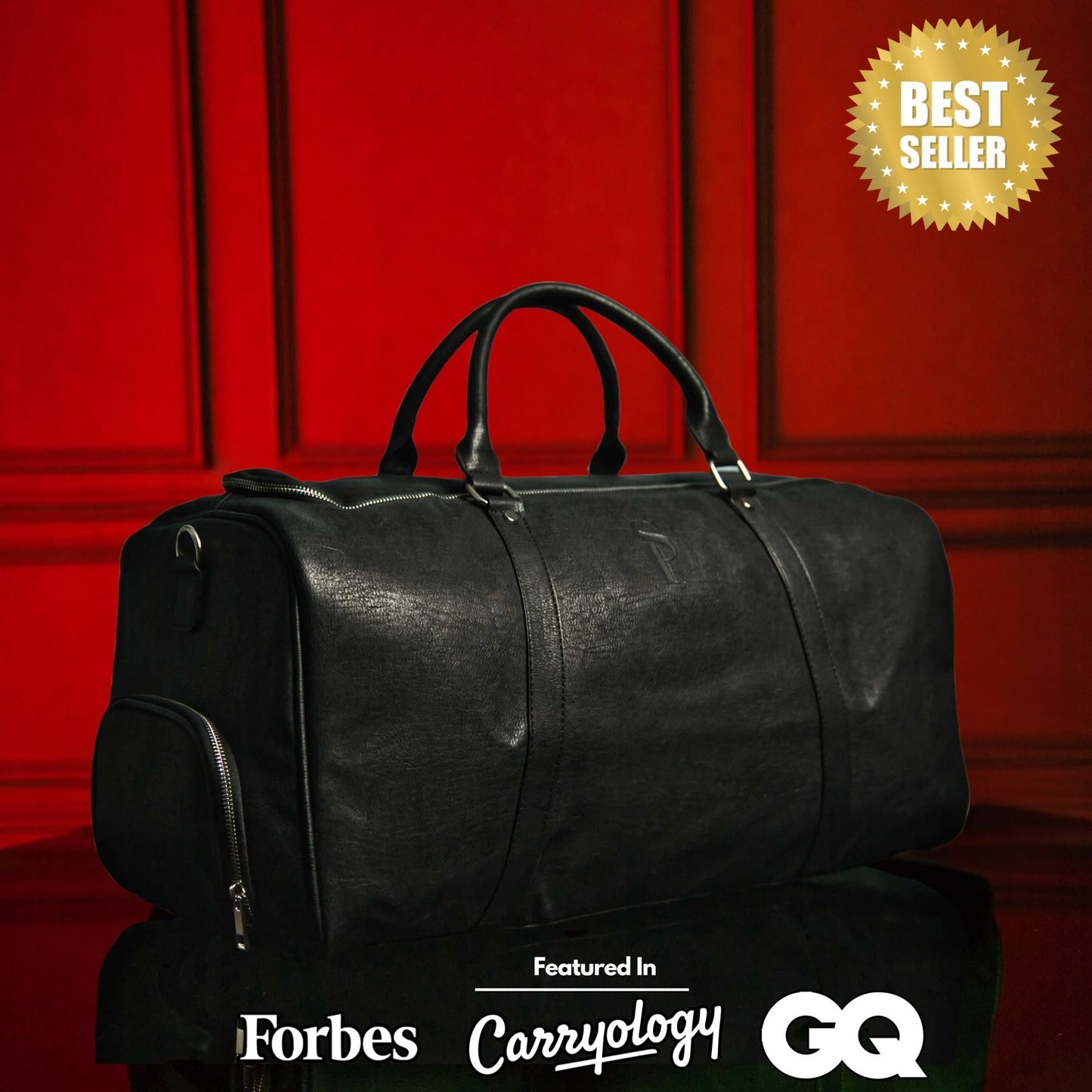 Bolsa de lona de cuero negra
