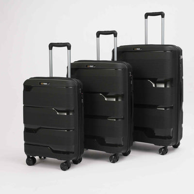 Stylish Black Hardcase Luggage Set - 28', 24', 20' Sizes - Korvel