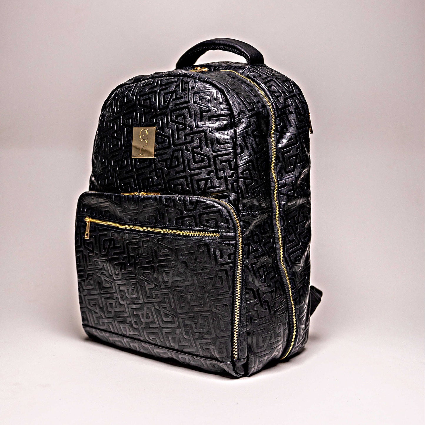 Elegante bolso de viaje de piel con monograma negro