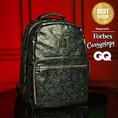 Sleek Black Monogram Leather Travel Bag - Korvel