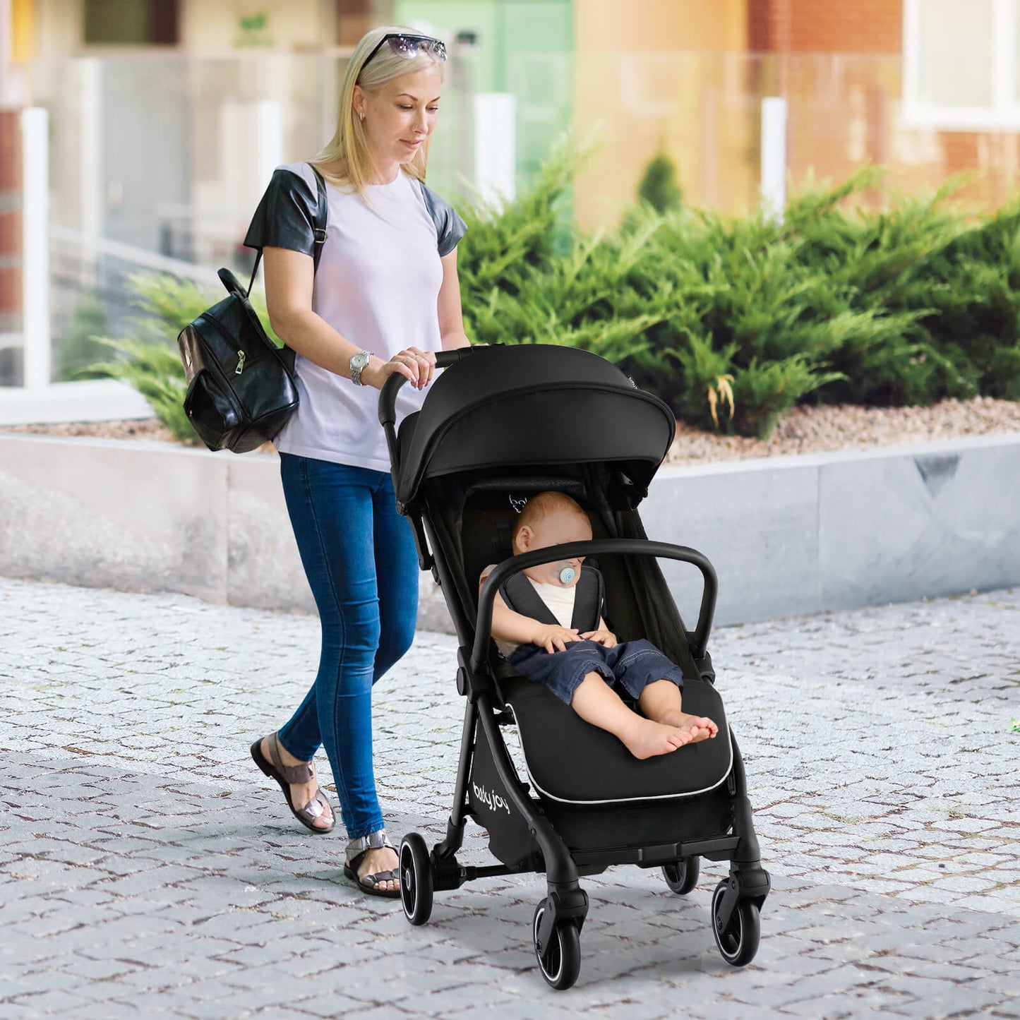 One-Hand Folding Portable Lightweight Baby Stroller - Black