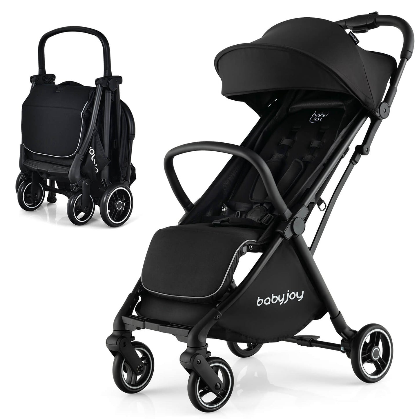 One-Hand Folding Portable Lightweight Baby Stroller - Black
