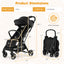 One-Hand Folding Portable Lightweight Baby Stroller - Black