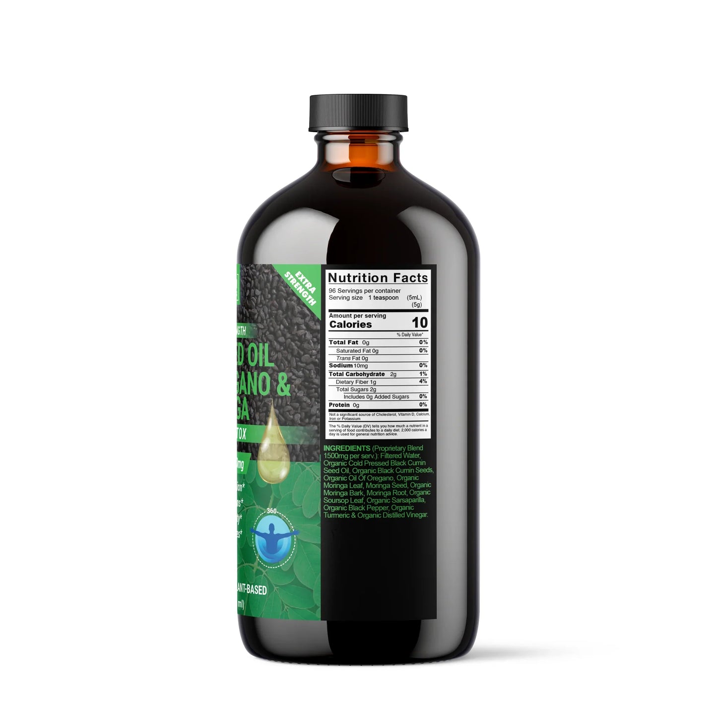 Aceite de Semilla Negra Orgánico con Orégano y Moringa - Mezcla Herbal Premium