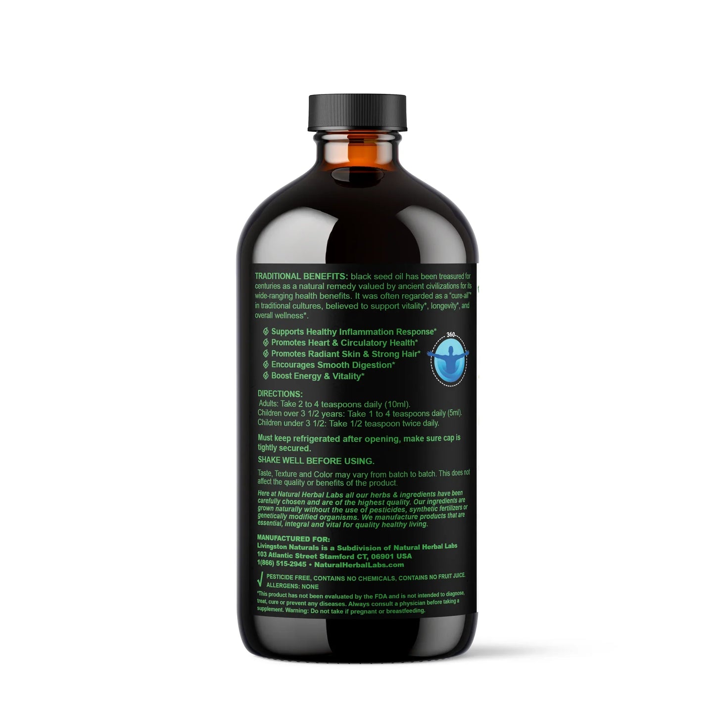 Aceite de Semilla Negra Orgánico con Orégano y Moringa - Mezcla Herbal Premium